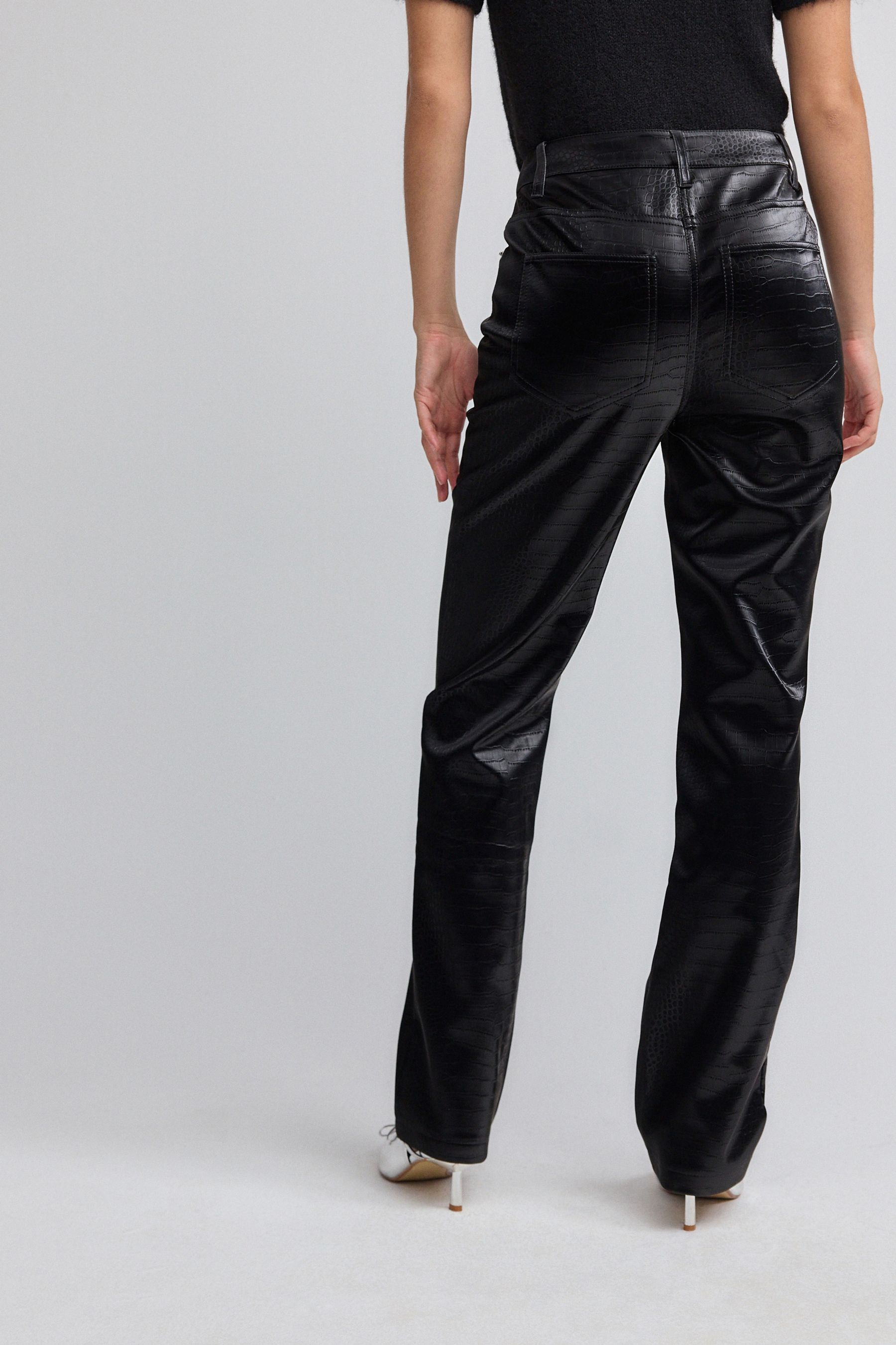Next black leather trousers online