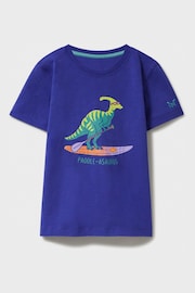 Crew Clothing Company Dark Blue Dinosaur Print Cotton Classic T-Shirt - Image 1 of 3