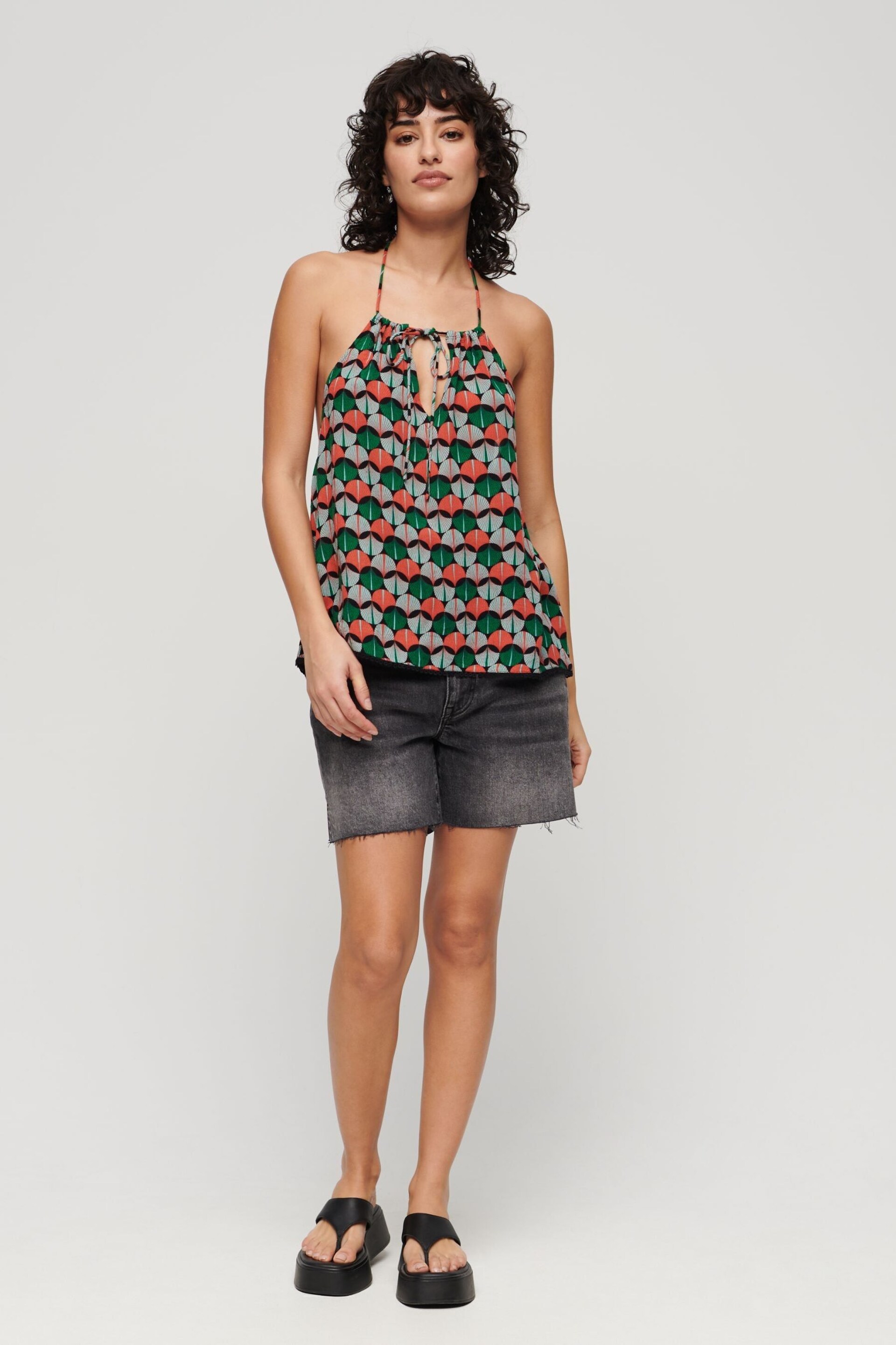 Superdry Orange Printed Beach Halter Top - Image 2 of 3