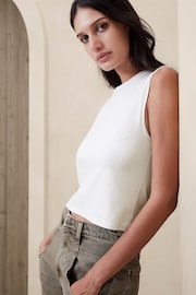 Banana Republic White Refined Crop Vest - Image 1 of 4