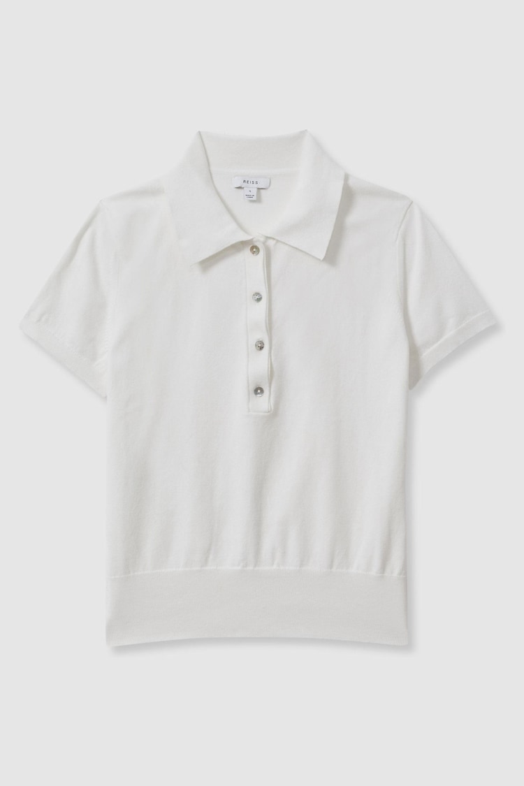 Reiss Ivory Polly Cotton Blend Polo Shirt - Image 2 of 5