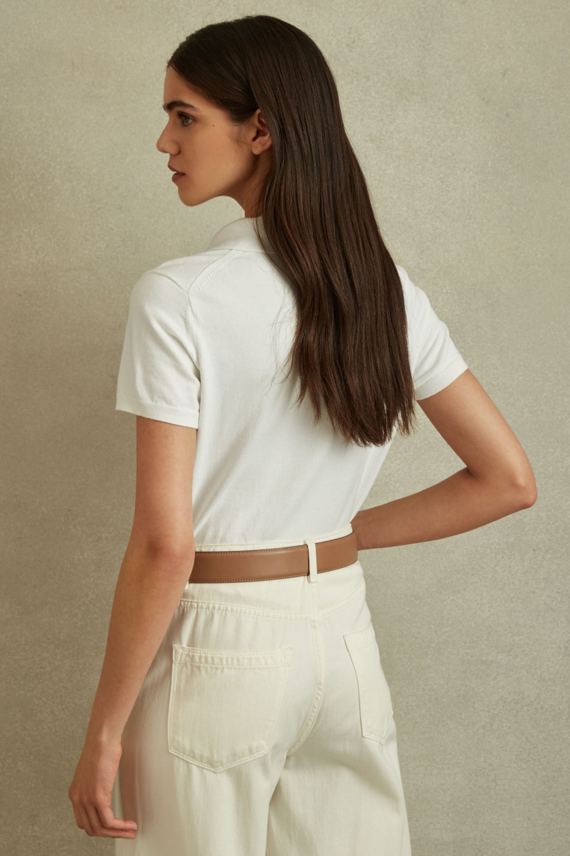 Reiss Ivory Polly Cotton Blend Polo Shirt - Image 4 of 5