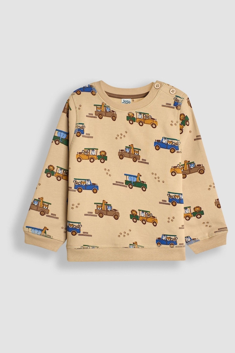 JoJo Maman Bébé Brown Safari Jeep Printed Sweatshirt - Image 1 of 3