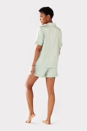 Chelsea Peers Green Satin Lace Trim Short Pyjama Set - Image 3 of 5