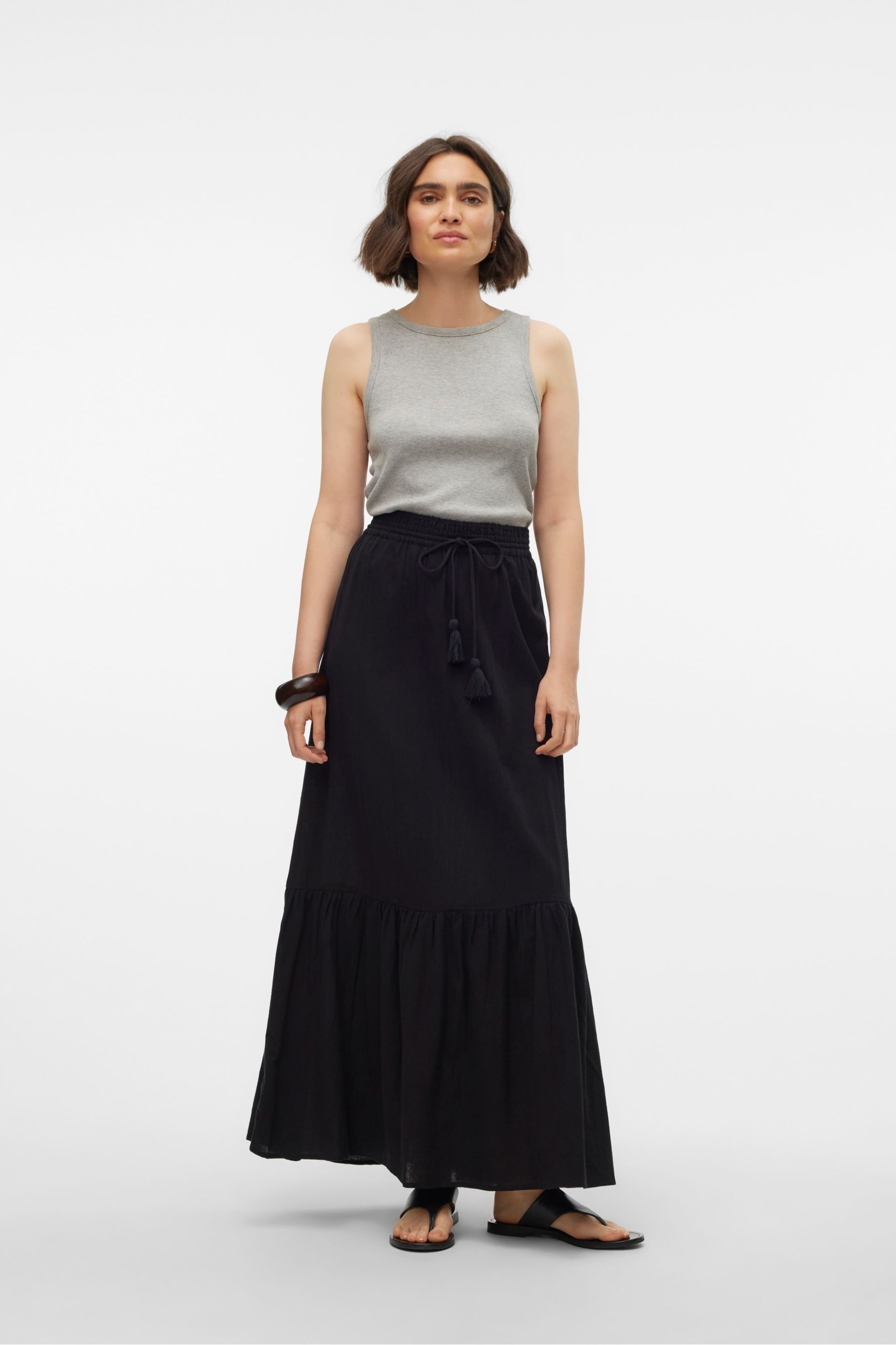 VERO MODA Black Tiered Summer Maxi Skirt - Image 5 of 6
