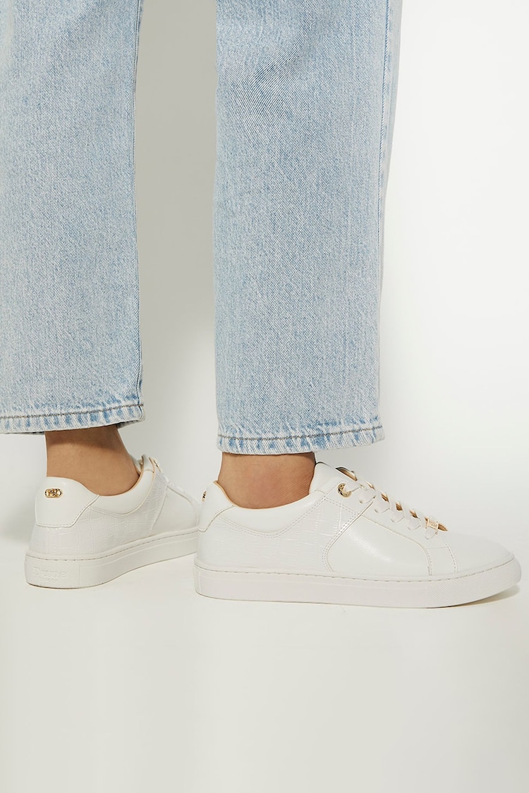 Dune London White Elodic Material Mix Cupsole Sneakers - Image 1 of 6