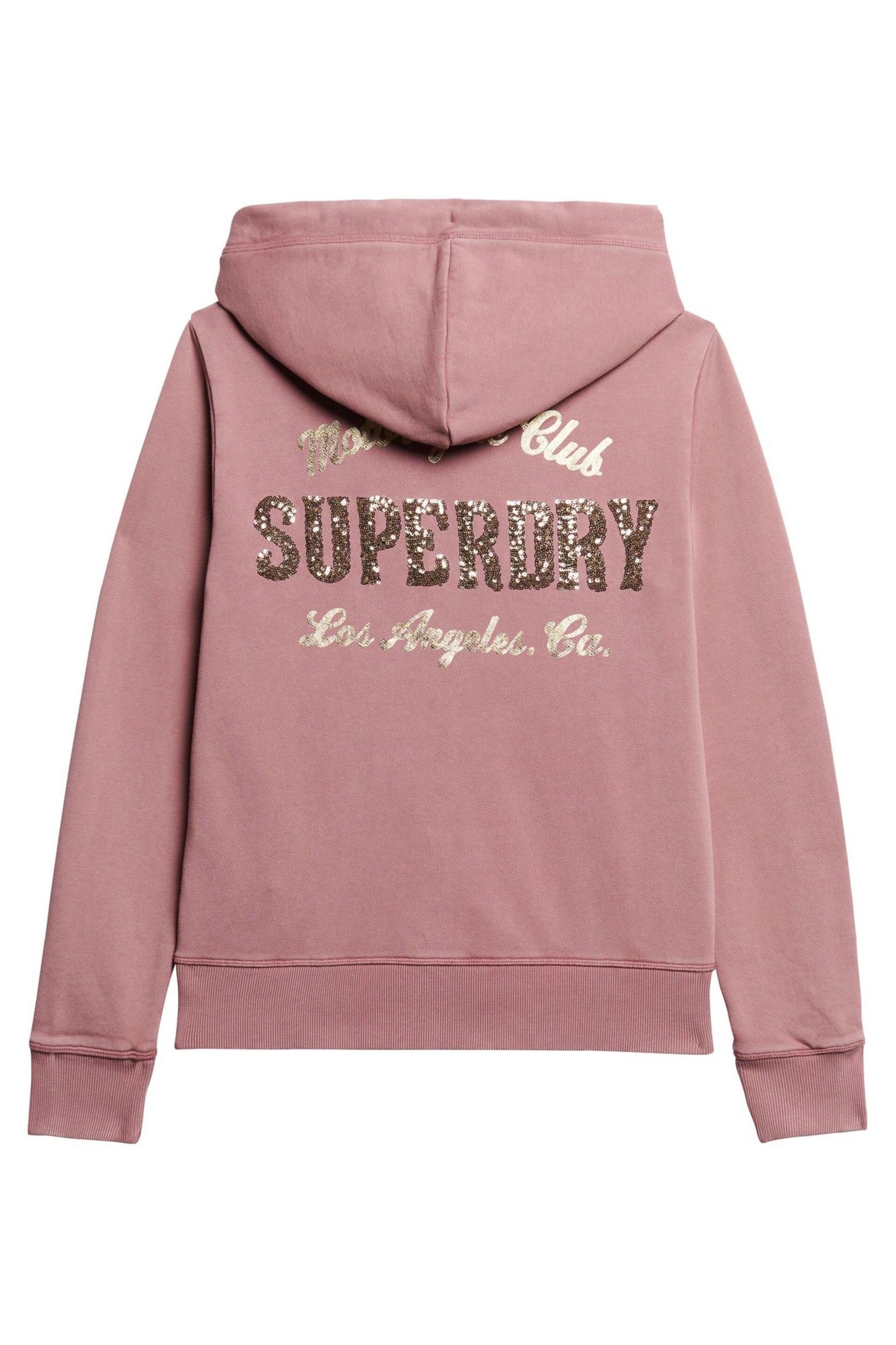 Superdry Purple Embellished Archived Zip Hoodie - Image 5 of 7