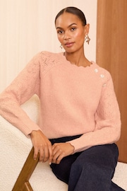 Love & Roses Blush Cosy Stitch Detail Jumper - Image 1 of 4