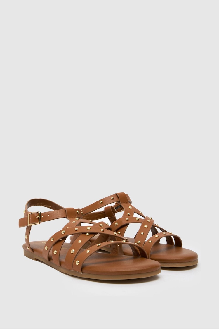 Schuh Tabby Studded Brown Sandals - Image 2 of 4