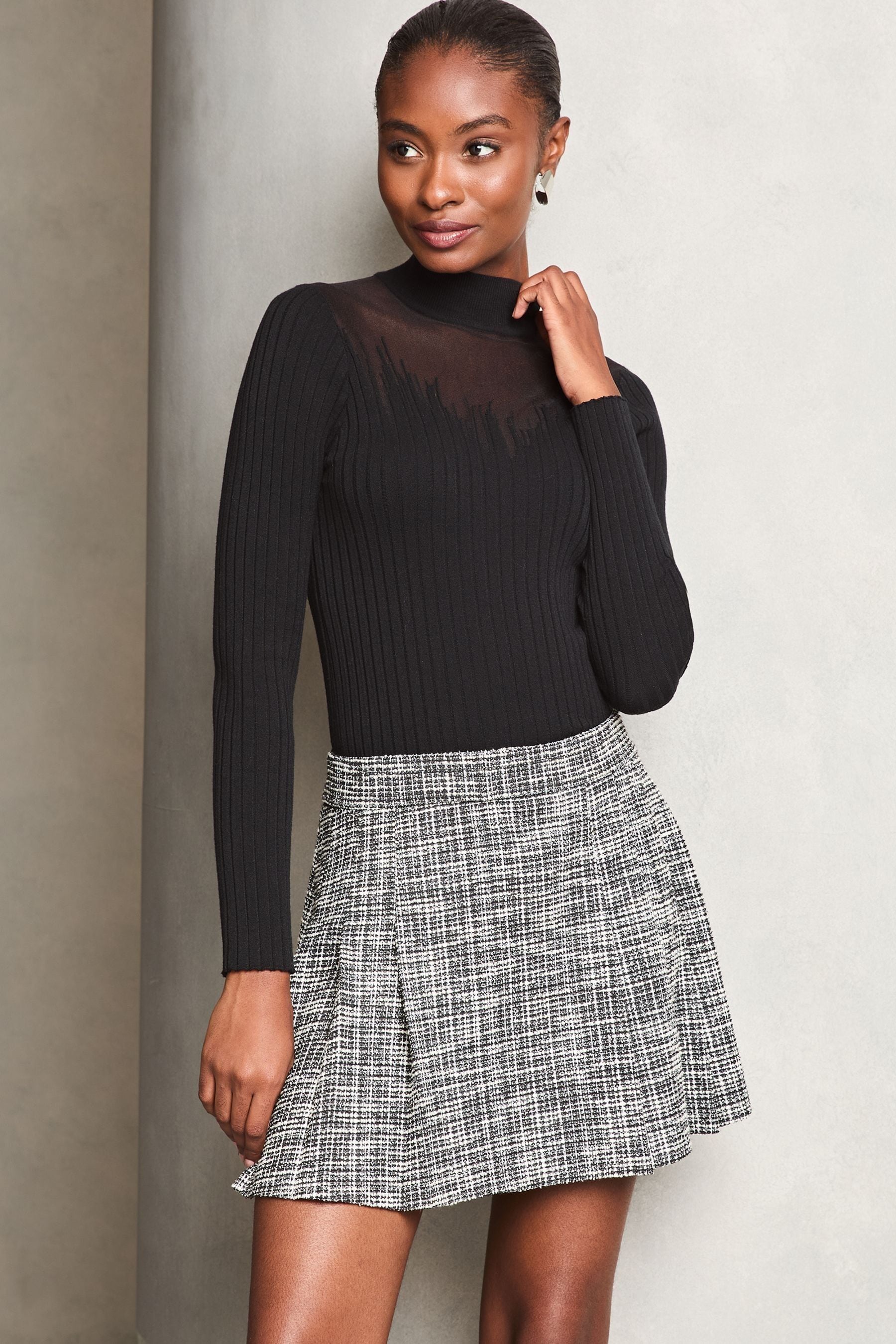 Buy Lipsy Grey Jersey Boucle Pleat Skirt from the Next UK online shop
