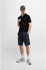 BOSS Dark Blue Short-Sleeved Zip-Neck Polo Sweater With Logo Detail - Image 2 of 5