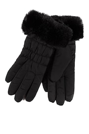 Totes Black Water Repellent Padded Smartouch Gloves With Faux Fur Cuff - Image 3 of 3