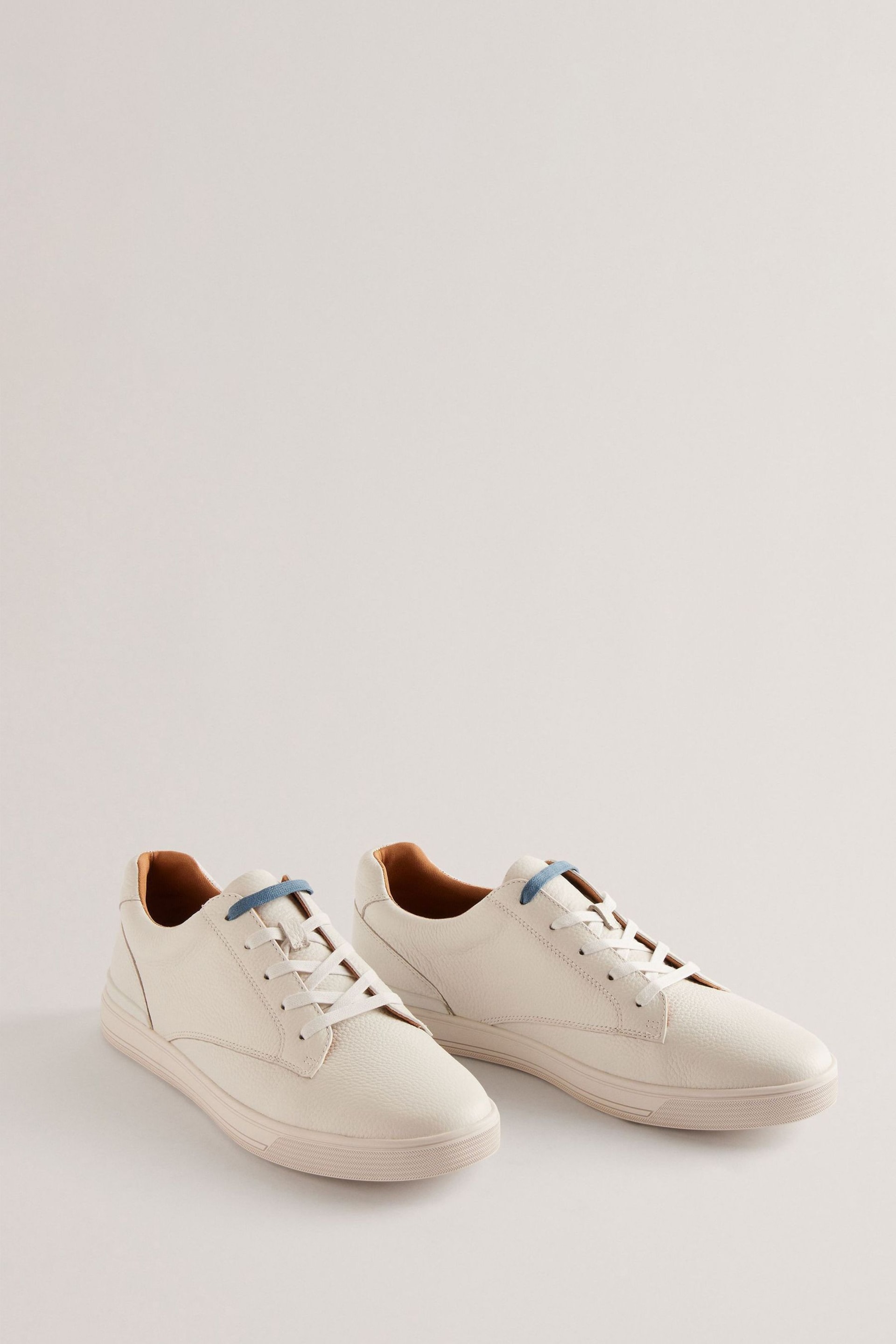 Ted Baker White Brentfd Leather Suede Cupsole Shoes - Image 2 of 4