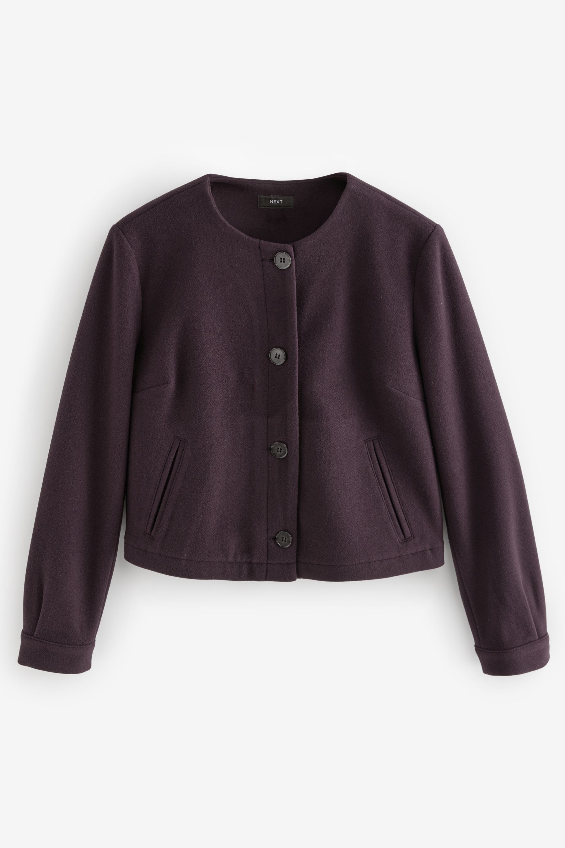 Women fleece collarless jacket on sale