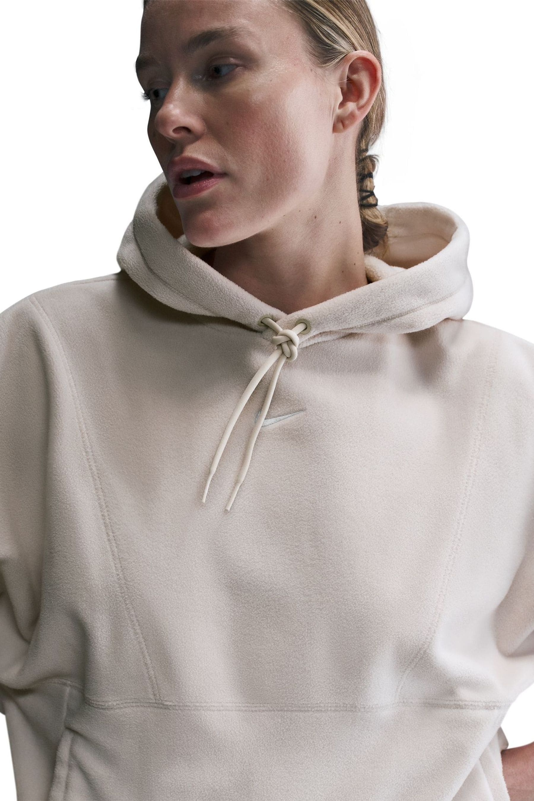 Nike Taupe One Therma FIT Cosy Fleece Pullover Hoodie