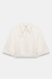 Mint Velvet Cream Coated Cropped Shirt - Image 3 of 4
