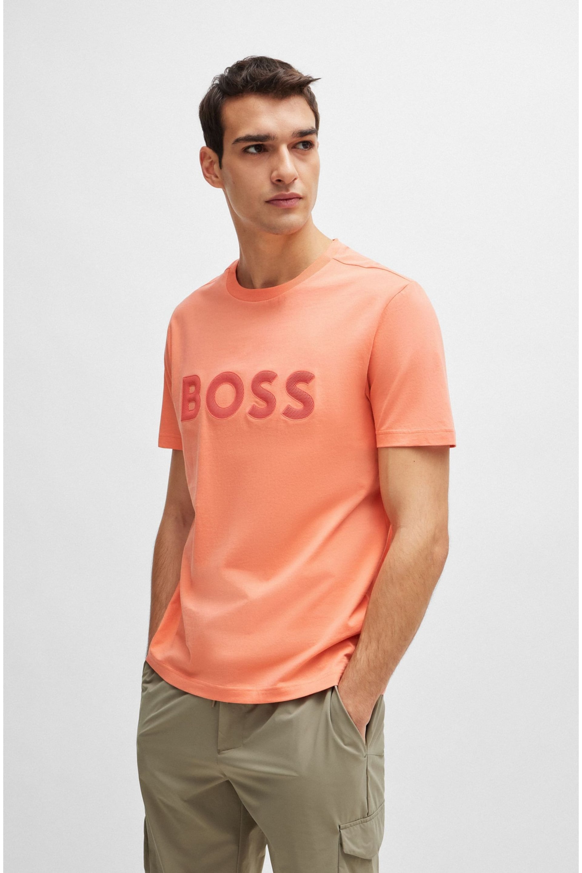 BOSS Orange Large Mesh Chest Logo T-Shirt - Image 1 of 5