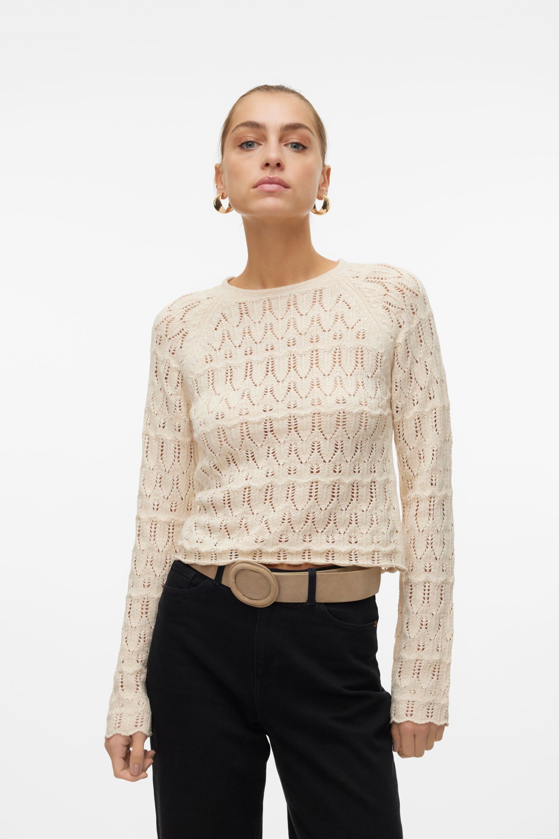 VERO MODA Cream Crochet Summer Jumper - Image 1 of 6