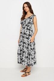 Long Tall Sally Black Mono Shirred Printed V-Neck Midi Dress - Image 2 of 5