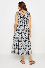 Long Tall Sally Black Mono Shirred Printed V-Neck Midi Dress - Image 4 of 5