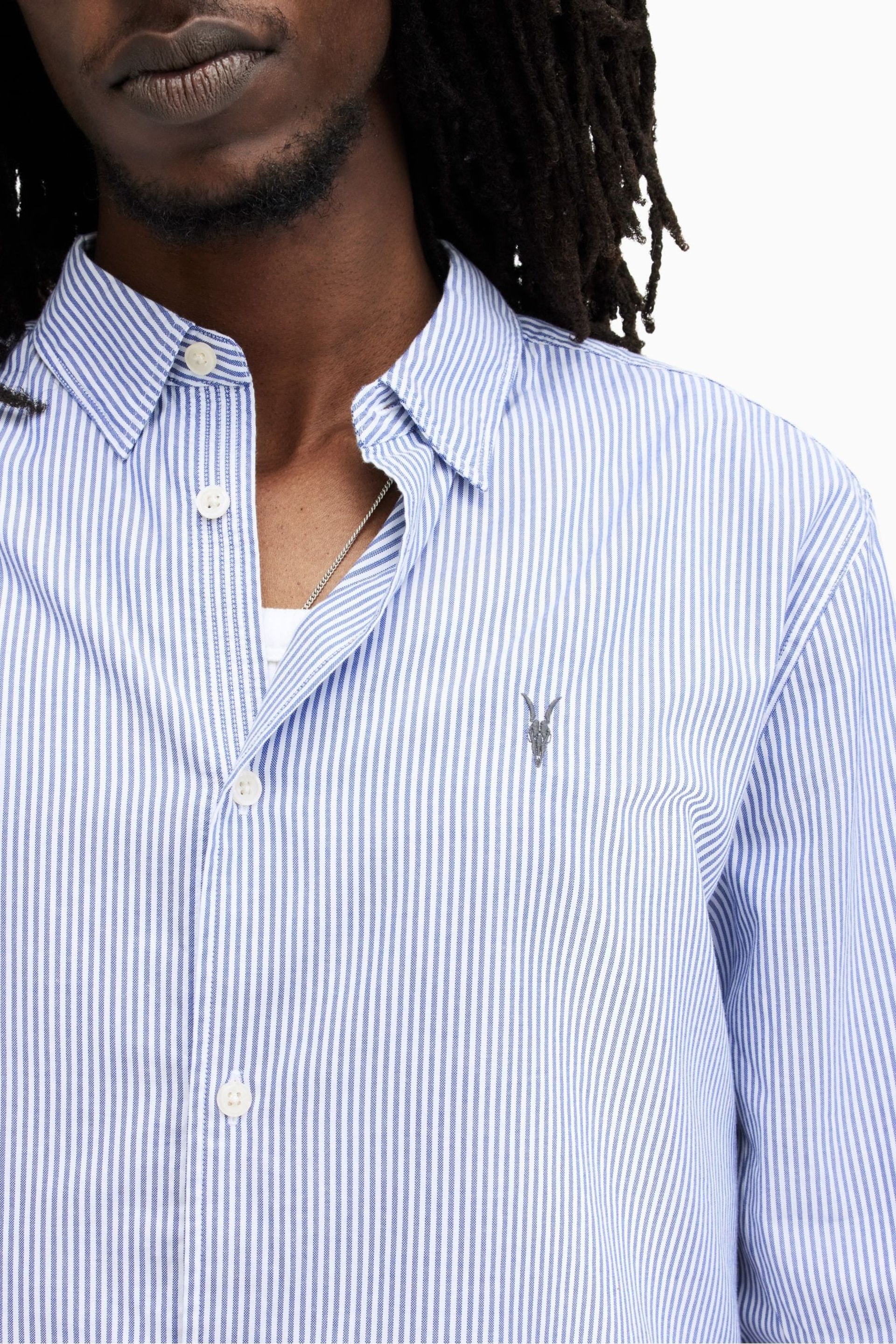 AllSaints White Hillview Long Sleeve Shirt - Image 3 of 6