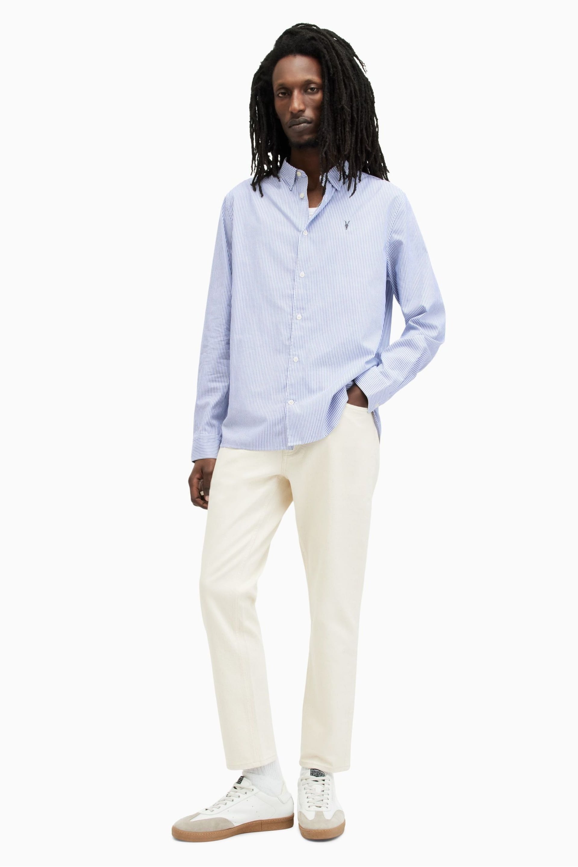 AllSaints White Hillview Long Sleeve Shirt - Image 5 of 6