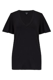 Pour Moi Black Serena V-Neck Jersey T-Shirt with LENZING™ ECOVERO™ Viscose - Image 3 of 4