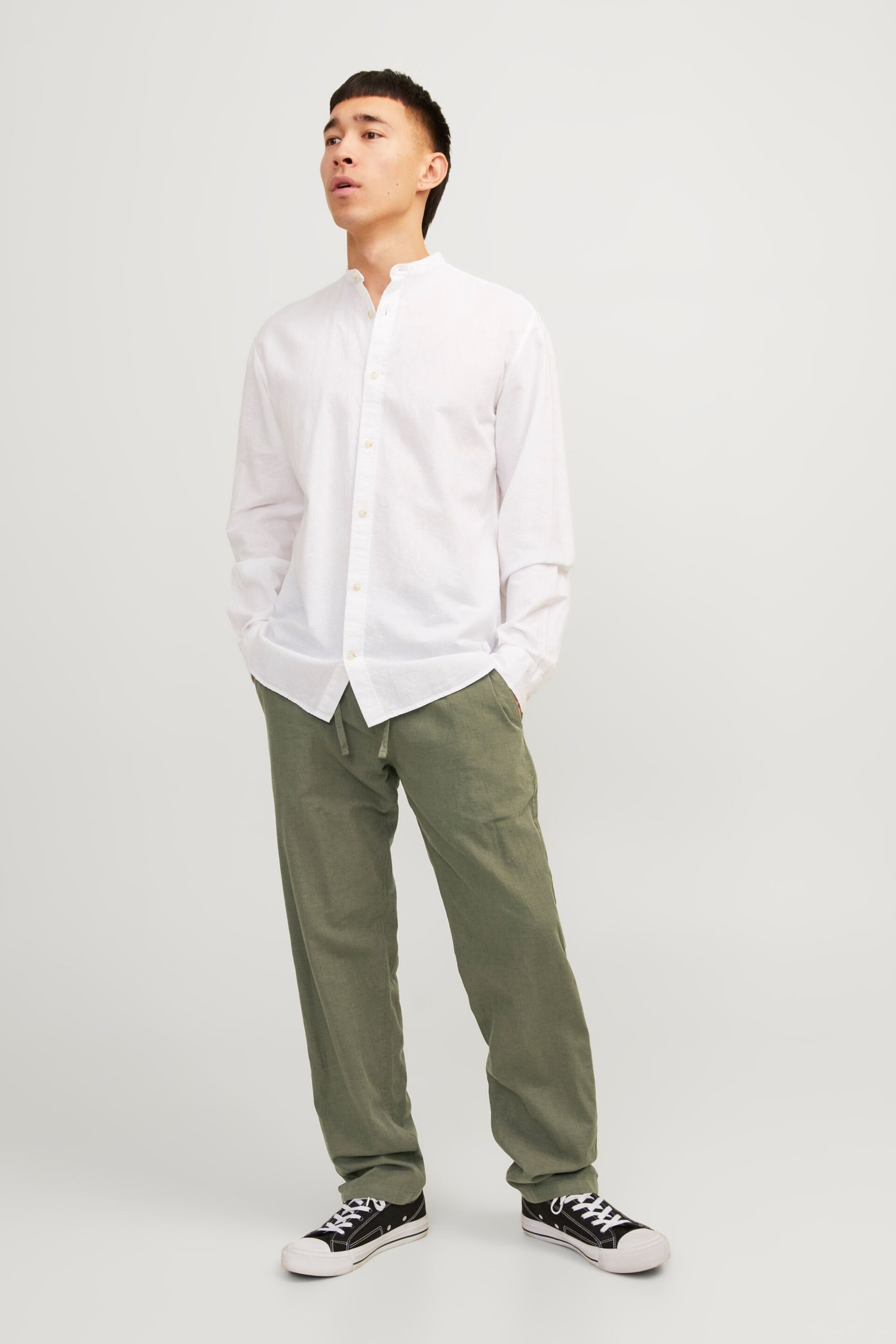 JACK & JONES Brown Linen Blend Relaxed Fit Trousers - Image 2 of 5