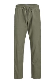 JACK & JONES Brown Linen Blend Relaxed Fit Trousers - Image 4 of 5