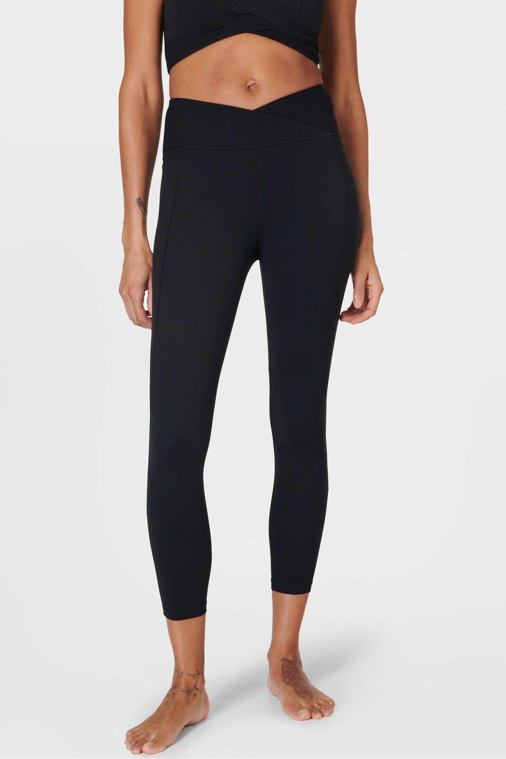 Sweaty Betty Black Super Soft Ultra-Lite 7/8 Wrap Yoga Leggings - Image 1 of 7