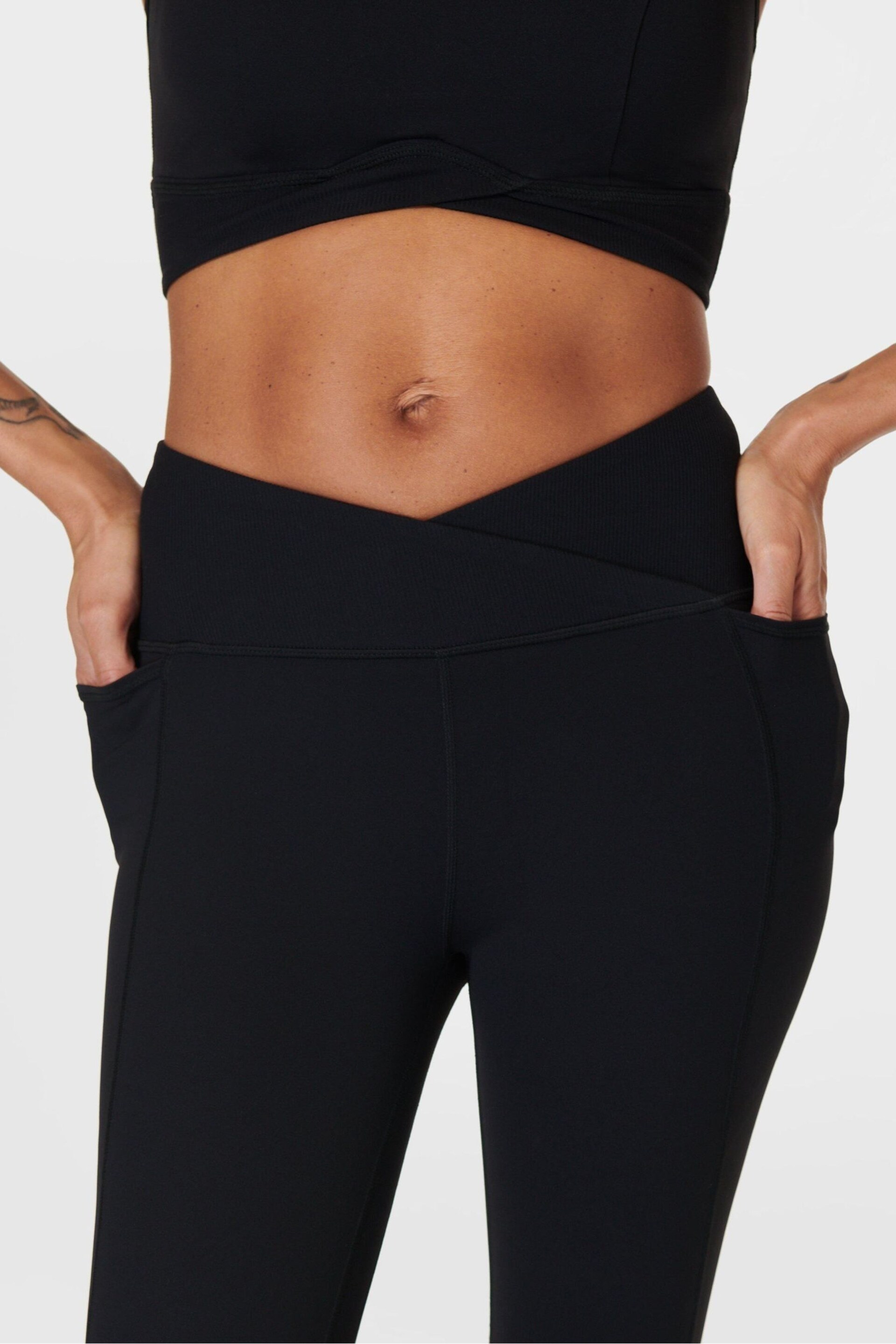 Sweaty Betty Black Super Soft Ultra-Lite 7/8 Wrap Yoga Leggings - Image 3 of 7