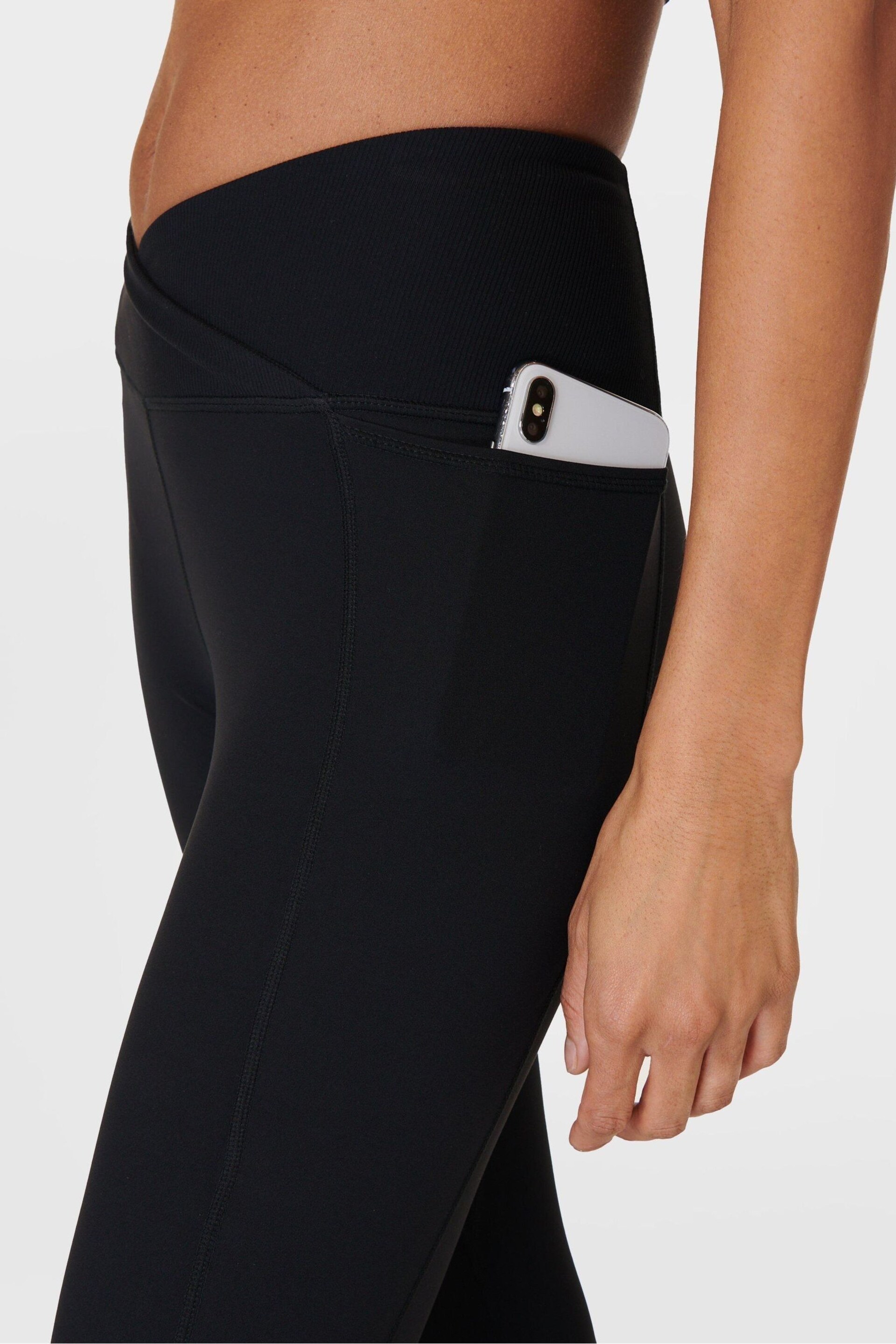 Sweaty Betty Black Super Soft Ultra-Lite 7/8 Wrap Yoga Leggings - Image 4 of 7
