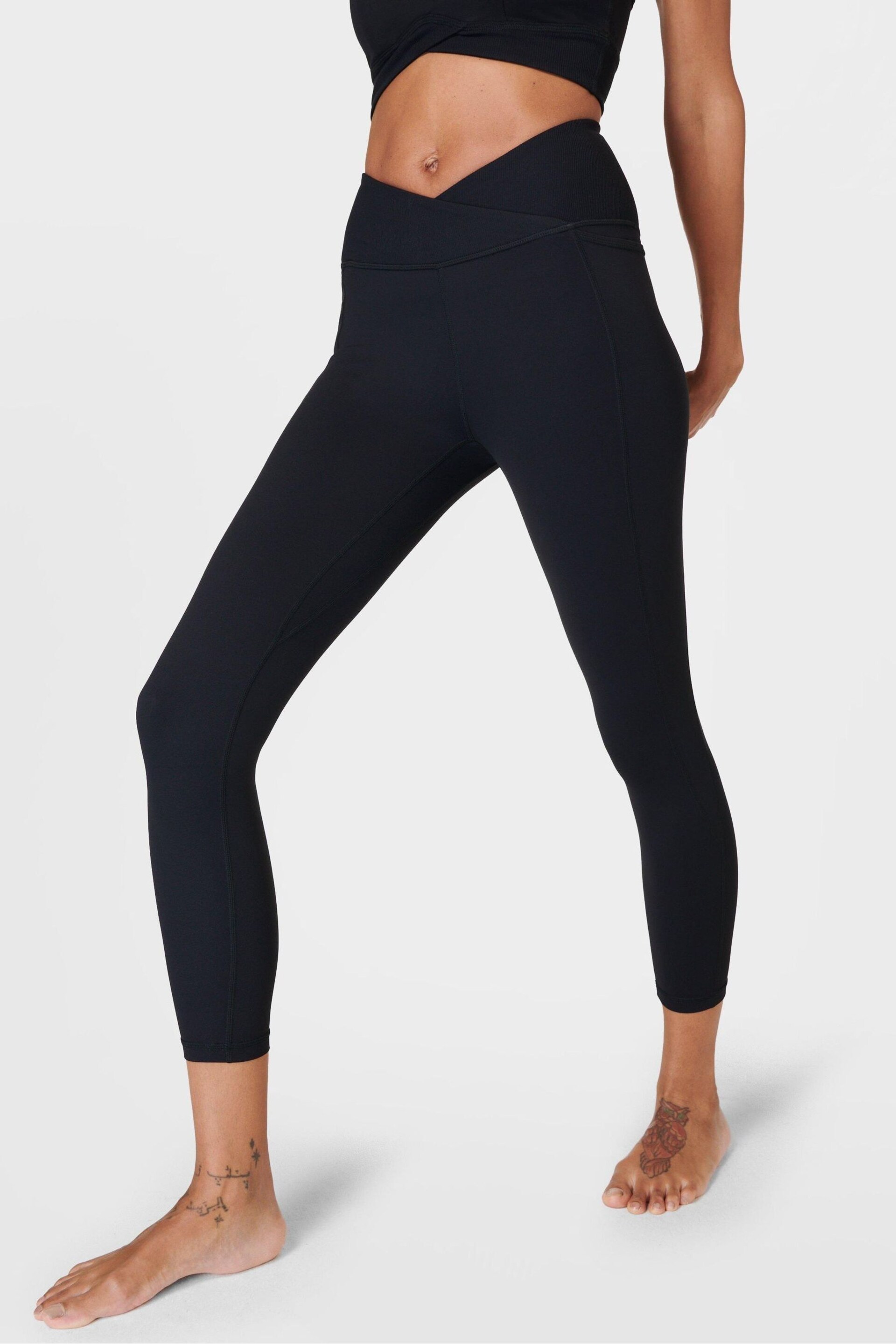 Sweaty Betty Black Super Soft Ultra-Lite 7/8 Wrap Yoga Leggings - Image 7 of 7