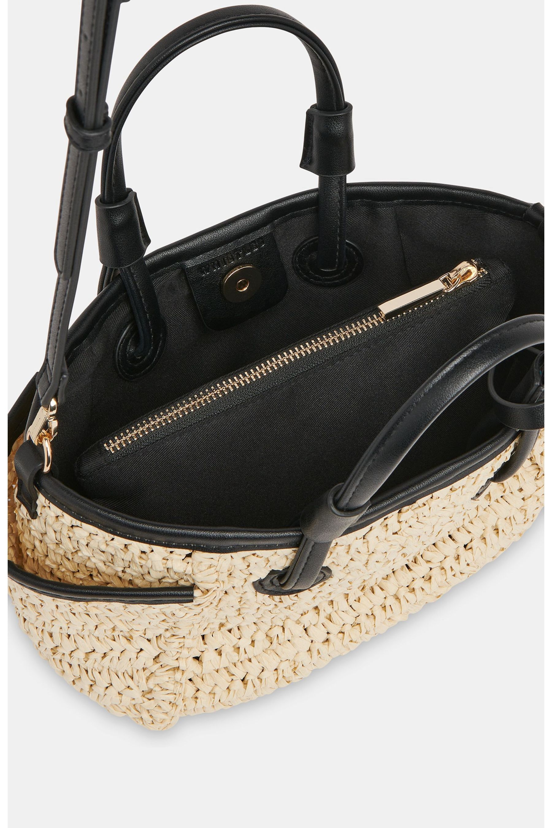 Black straw handbag discount