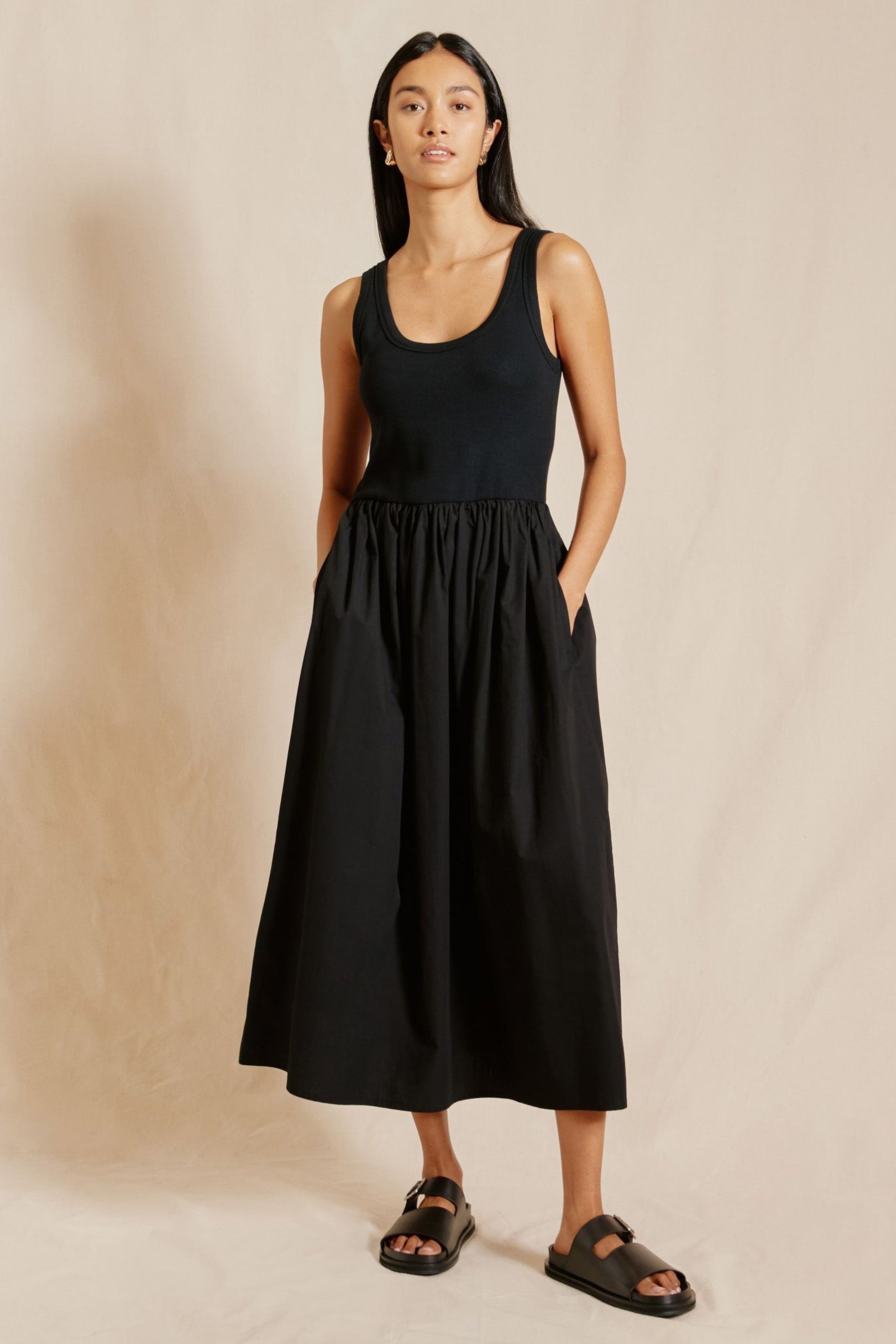 Buy Albaray 100 Cotton Black Jersey Vest Dress from the Next UK online shop