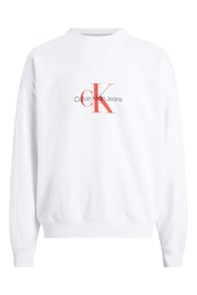 Calvin Klein White Logo Crew Neck Jumper - Image 4 of 6