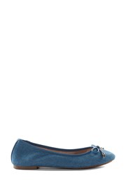 Dune London Blue Harping Branded Bow Ballerina Shoes - Image 1 of 4