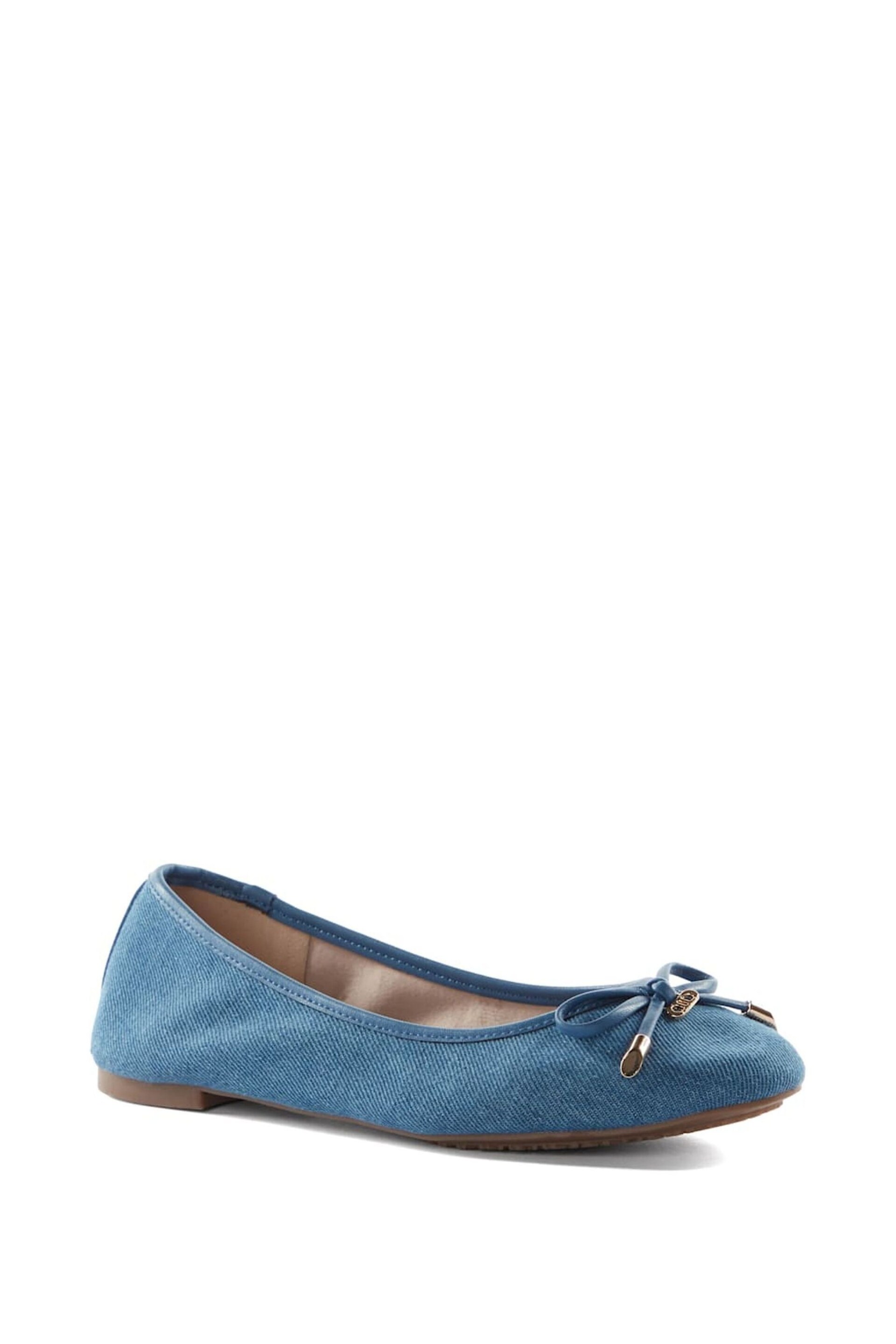 Dune London Blue Harping Branded Bow Ballerina Shoes - Image 2 of 4