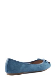 Dune London Blue Harping Branded Bow Ballerina Shoes - Image 3 of 4