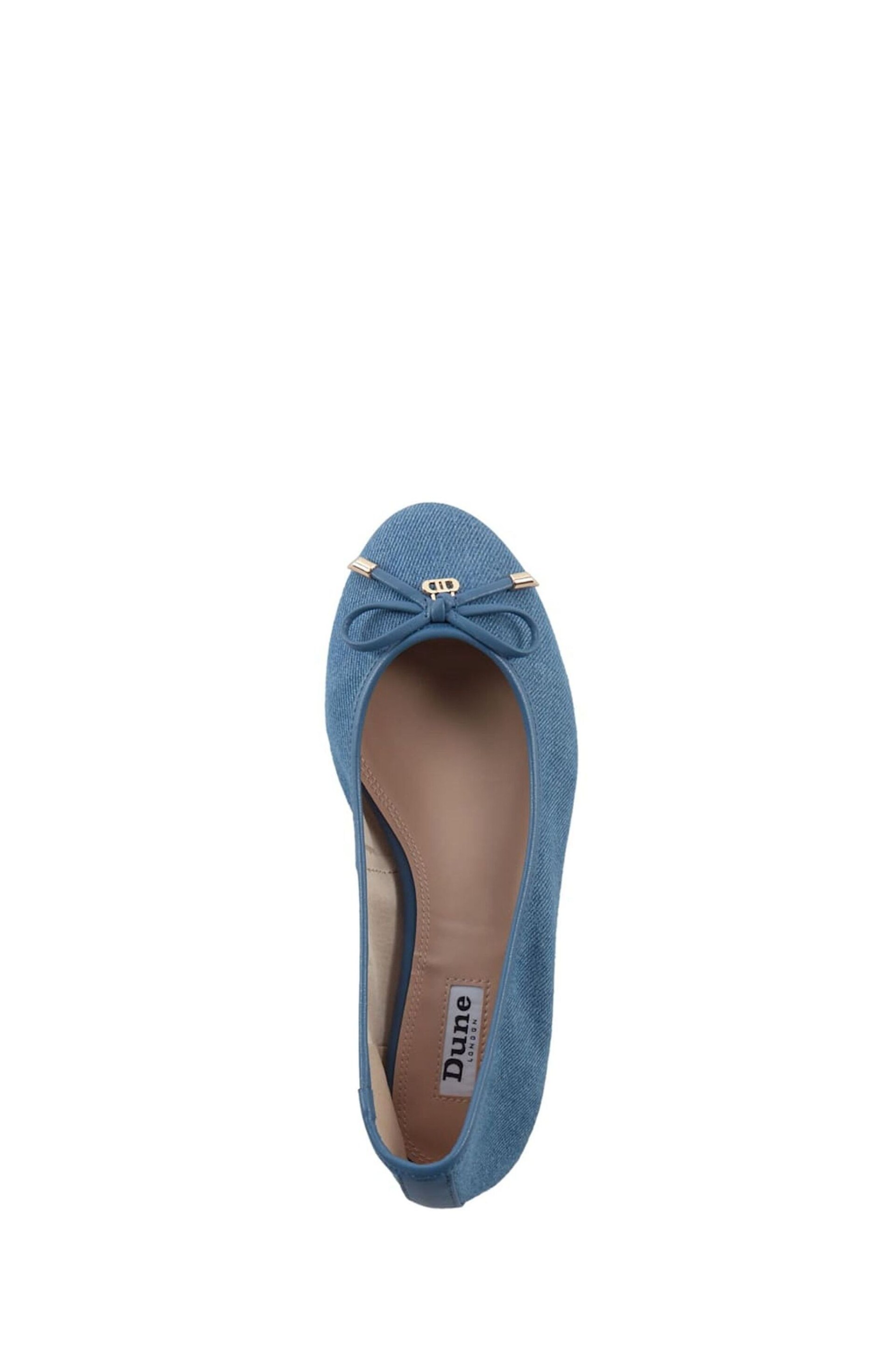 Dune London Blue Harping Branded Bow Ballerina Shoes - Image 4 of 4