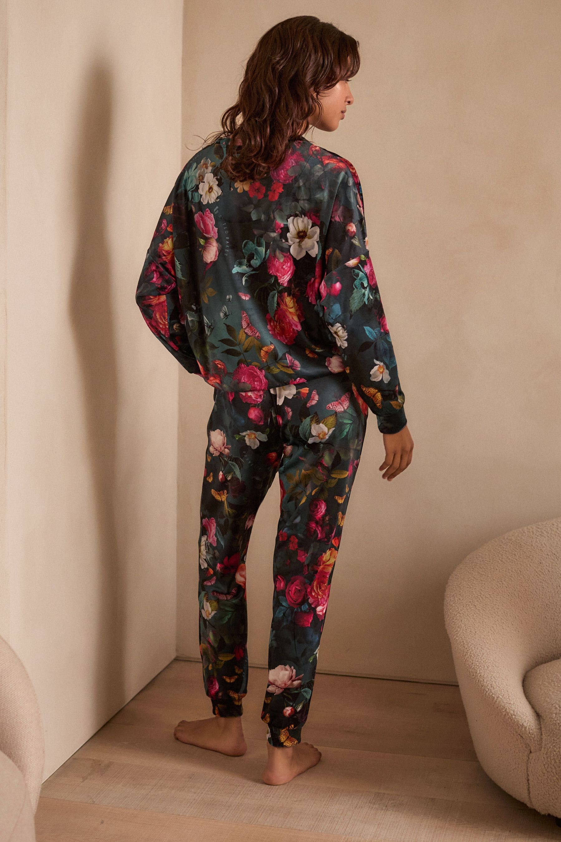 B by Ted Baker Teal Blue Cosy Floral Pyjamas