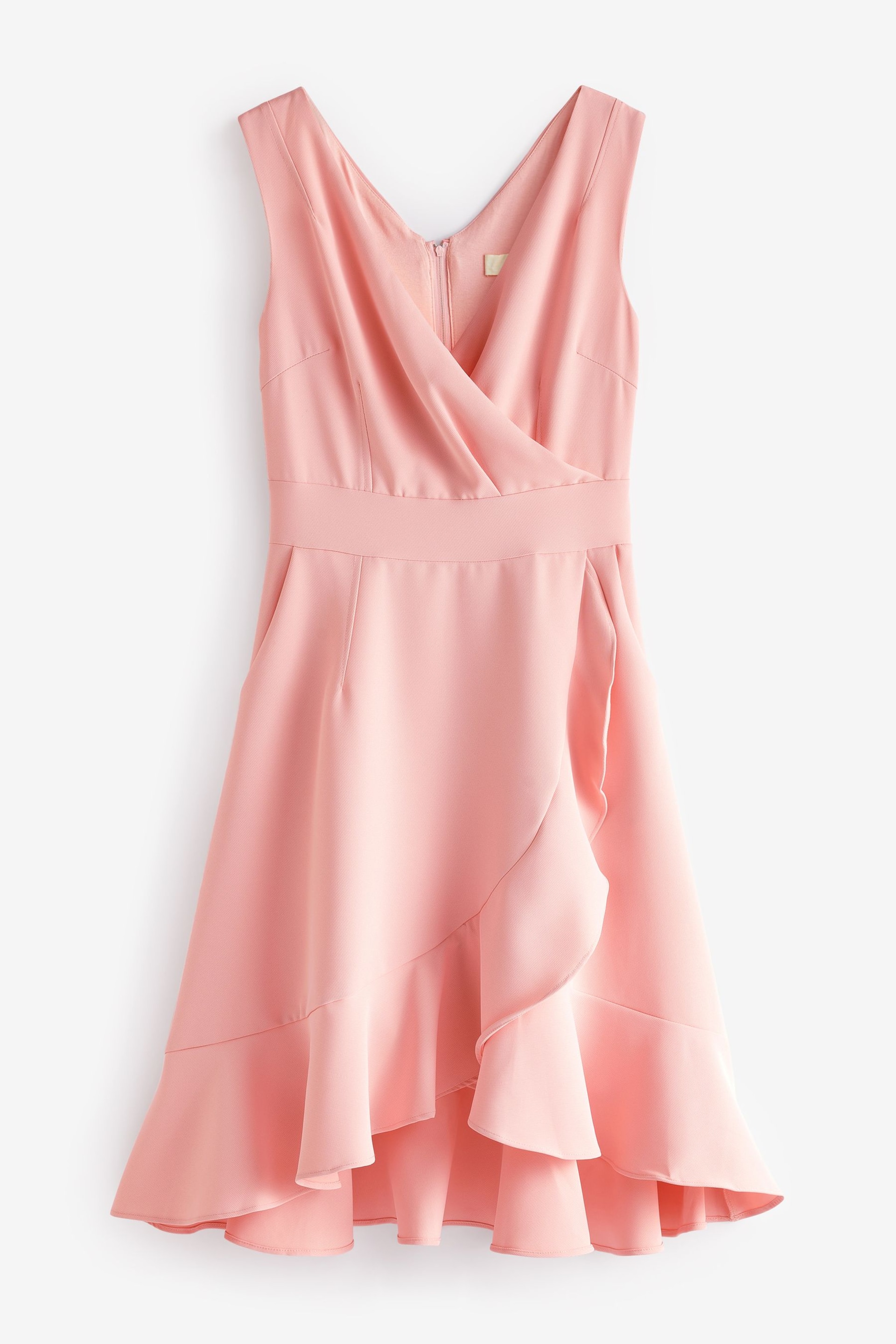 Jolie Moi Pink Wrap Frill Hem Midi Dress - Image 7 of 7