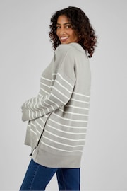 JoJo Maman Bébé Grey & Ecru Cream Stripe Collared Maternity & Nursing Jumper - Image 2 of 4