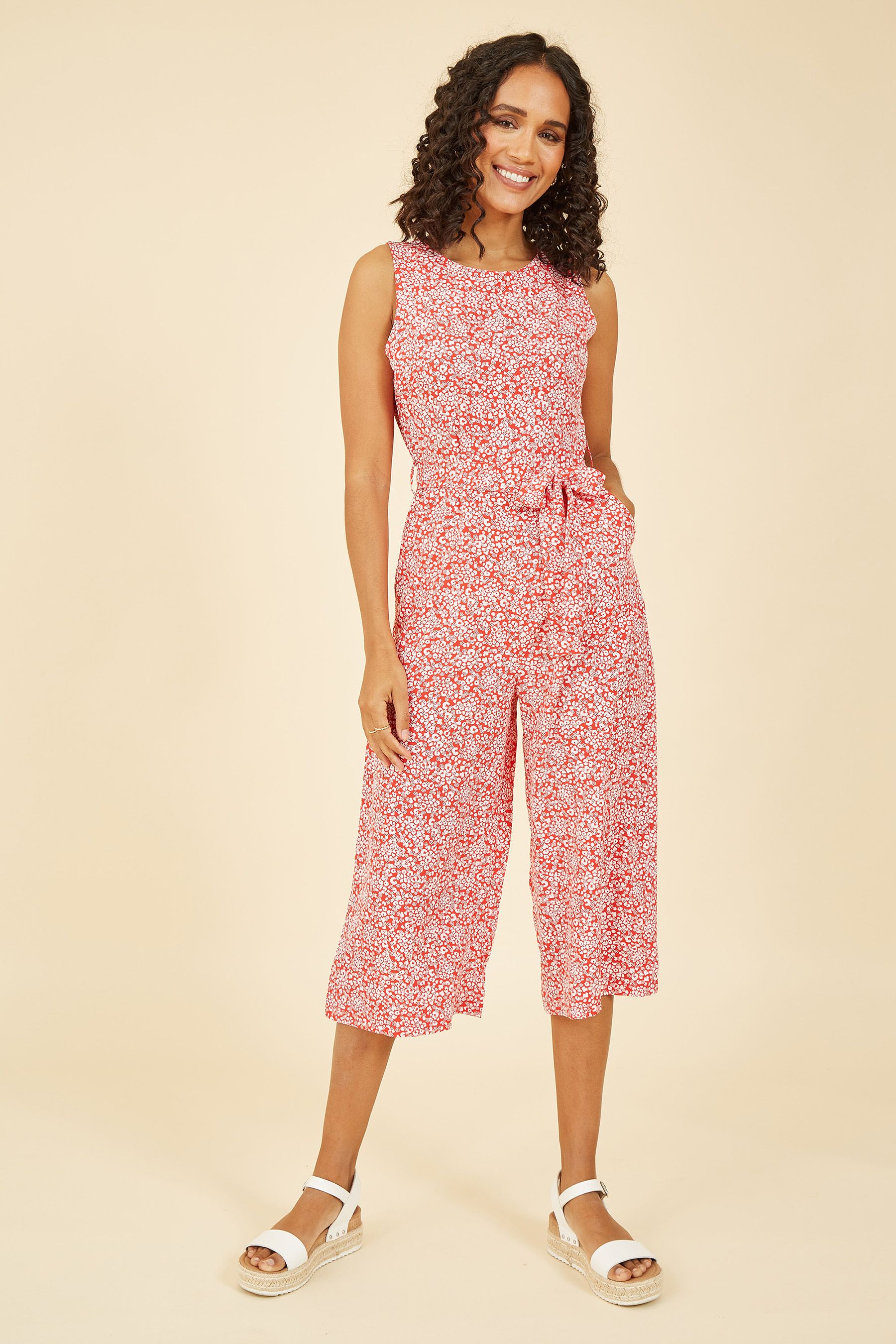 Buy Mela Red Ditsy Floral Print Culotte Jumpsuit from the Next UK online shop