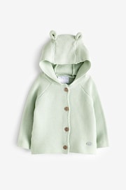 Rock-A-Bye Baby Boutique Green Hooded Bear Cotton Knit Cardigan - Image 1 of 3