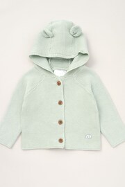 Rock-A-Bye Baby Boutique Green Hooded Bear Cotton Knit Cardigan - Image 2 of 3