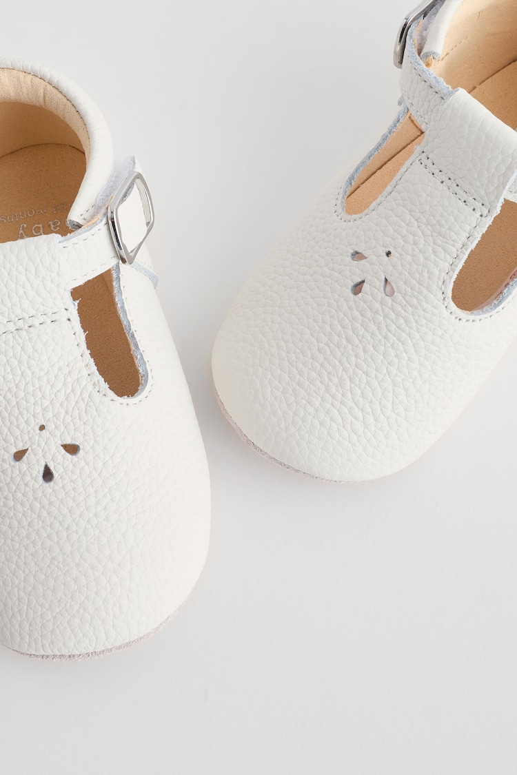 White Leather Baby T-Bar Shoes (0-24mths) - Image 5 of 5