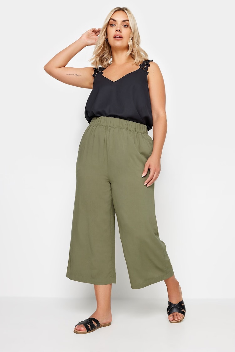 Yours Curve Green Khaki Green Cropped Trousers - Image 2 of 5