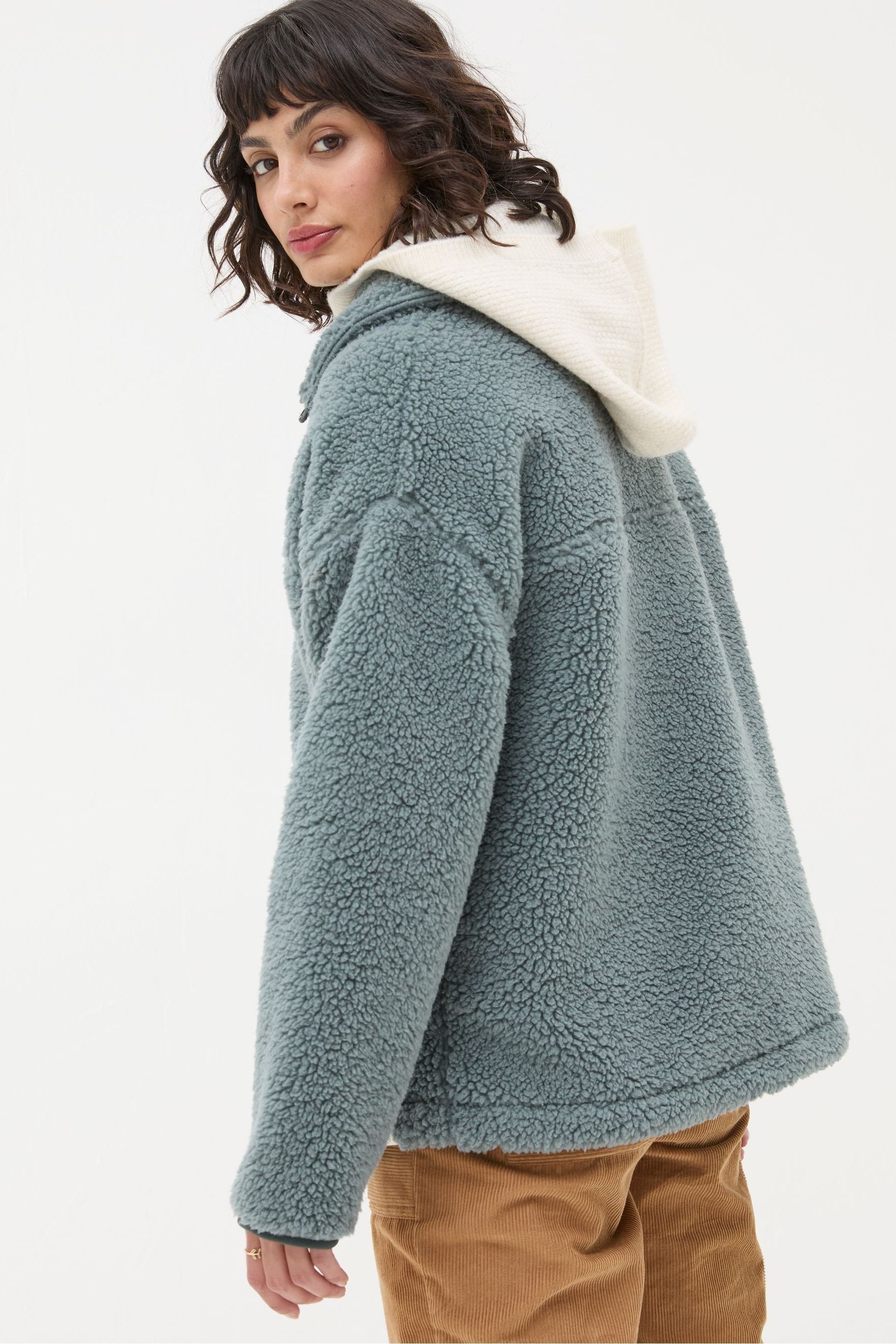 Urban outfitters wilma hooded zip front teddy jacket hotsell