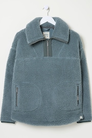 FatFace Parker Duck Egg Blue Half Neck Fleece - Image 6 of 6